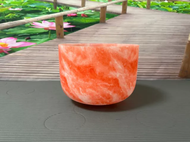 Stone Pattern Design Red 432Hz Frosted C Root Chakra Crystal Singing Bowl 10"