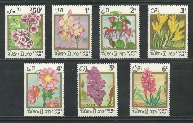 Laos # 685-691 Mnh Flowering Plants