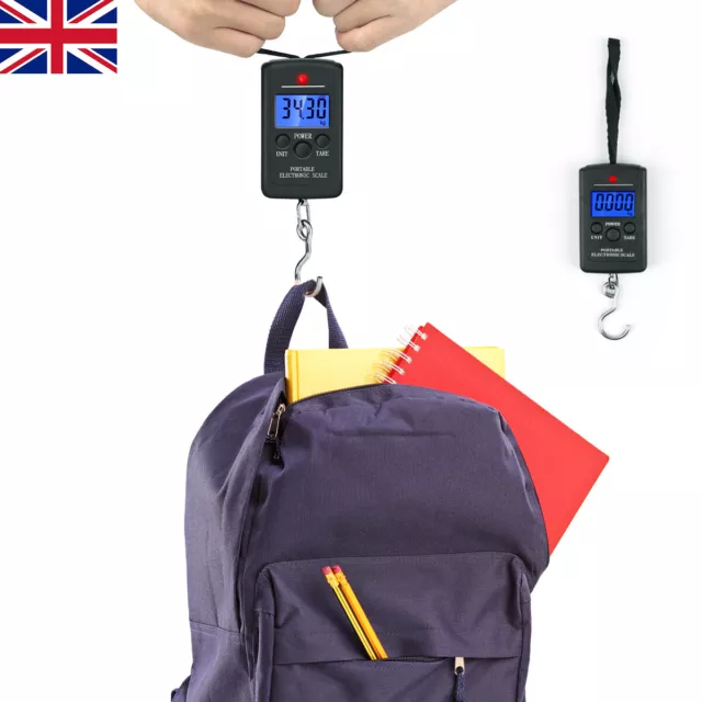 40KG Digital Travel Portable Handheld Weighing Luggage Scales Suitcase Bag UK