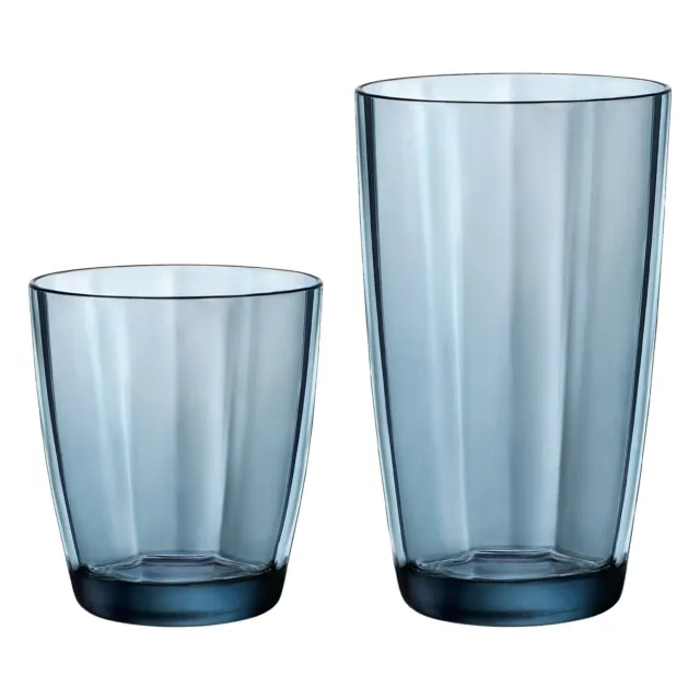 12 Piece Pulsar Glassware Set Whiskey Tumblers Highball Glasses Ocean Blue