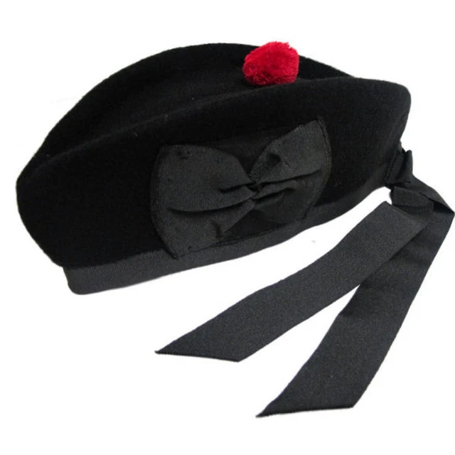 Tartanista Mens Black Wool Piper Glengarry Kilt Hats