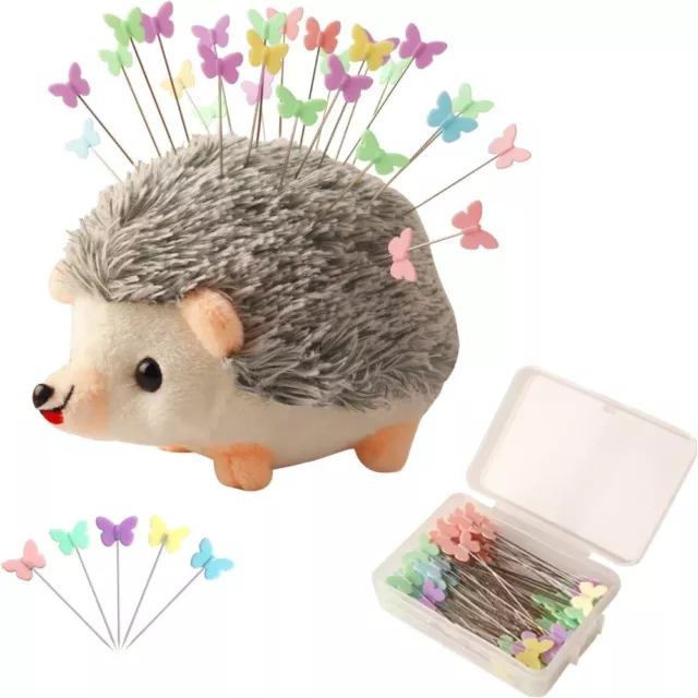 Flat Head Straight Pins Hedgehog Butterfly Pins Clear Storage Box  Hand crafts