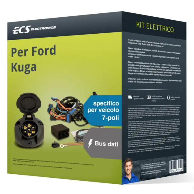 Kit elettrico specifico per veicolo 7 poli adatto per FORD Kuga, 12-19 ECS Nuovo