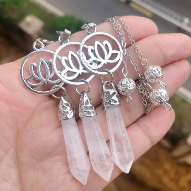 3pcs Rock Quartz Stone Chakra Pendulum Pendant Energy Power Reiki Healing Amulet