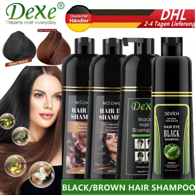 MOKERU Verdunkelung Schwarzes Shampoo Haar Färben Black Hair Dye Haarfarbe 500ml