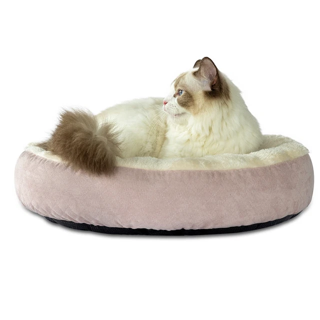 Donut Plush Pet Dog Cat Bed Fluffy Warm Calming Bed Sleeping Kennel Nest 20in