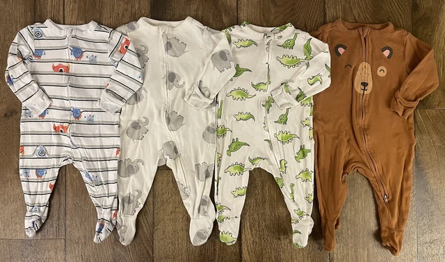 Baby Boy 3/6 Mo Footed Sleeper Pajama Zipper Clothes Lot Lightweight Bundle Bear