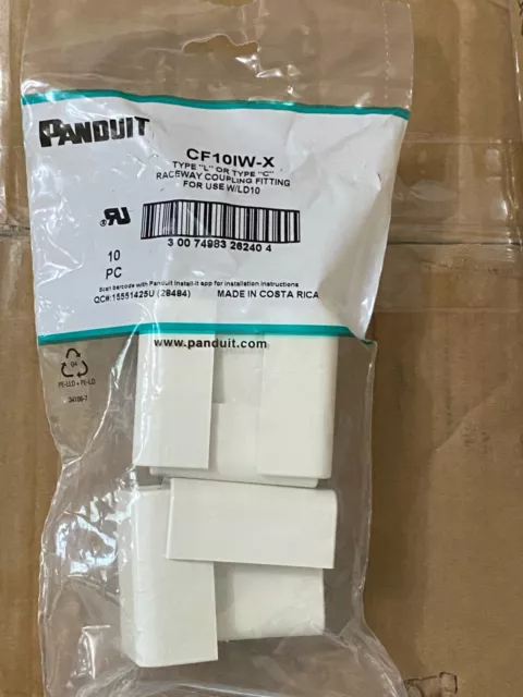 Lot of 10 Panduit CF10IW-X Type L or C Raceway Coupling Fitting For LD10 New STP