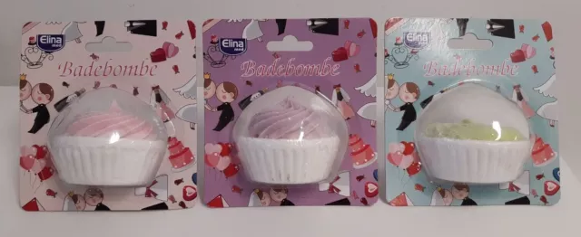 ELINA MED Badebombe in Cupcake-Form Hochzeitsgeschenk verschiedene Varianten NEU