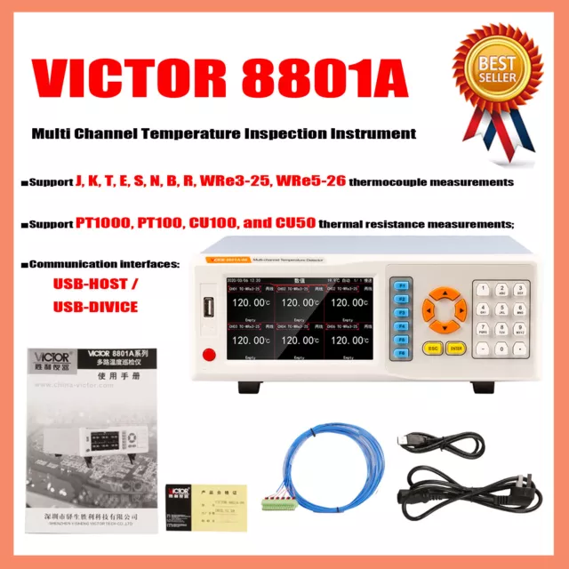 VICTOR 8801A/8801B serie Sollevamento strumento ispettore temperatura multicanale  I