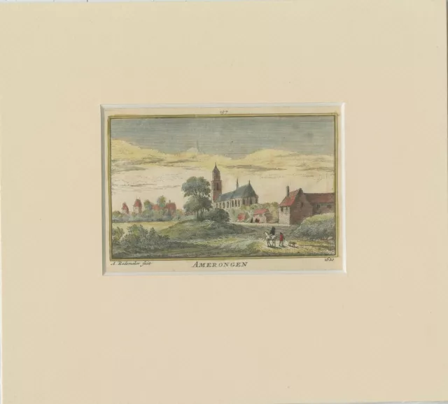 Antique Print of the Village of Amerongen by Rademaker (c.1730)