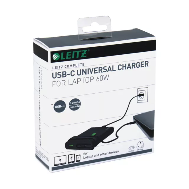 Leitz Usb-C 60 Vatios Fuente de Alimentación Universal Laptop 6214-00-95