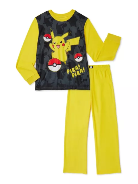 POKEMON PIKACHU Boys 2 PIECE Flannel Pajama Set SIZE 4/5 6/7 8 10/12 14/16 NEW