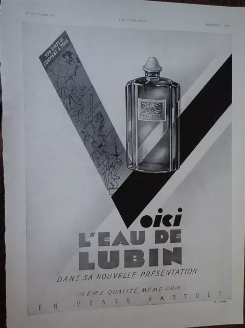 EAU DE LUBIN paper advertising ILLUSTRATION 1930