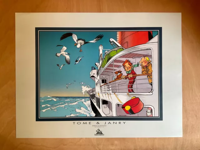 Affiche Poster Spirou Et Fantasio Le Bateau Ed Demons Et Merveilles 60X80 Ttbe