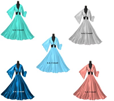 Avoria Raso Danza Del Ventre Gonna+Top Set Top con Balza Due Pezzi Completo S76 
