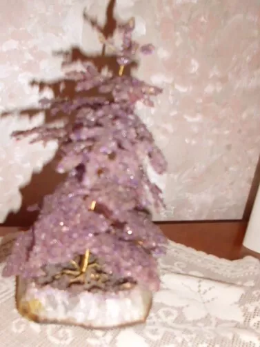 Lebensbaum, Rosenquarz Tanne-Fichte auf AMETHYSTDRUSE Unikat reine Handarbeit