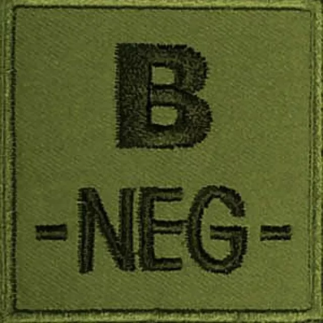 Ecusson B- Kaki Groupe Sanguin B Neg Negatif Insigne Patch Scratch Rhesus