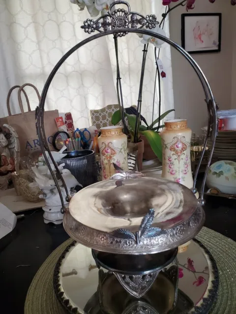 Vintage Tufts silverplate brides basket flower holder candy dish centerpiece