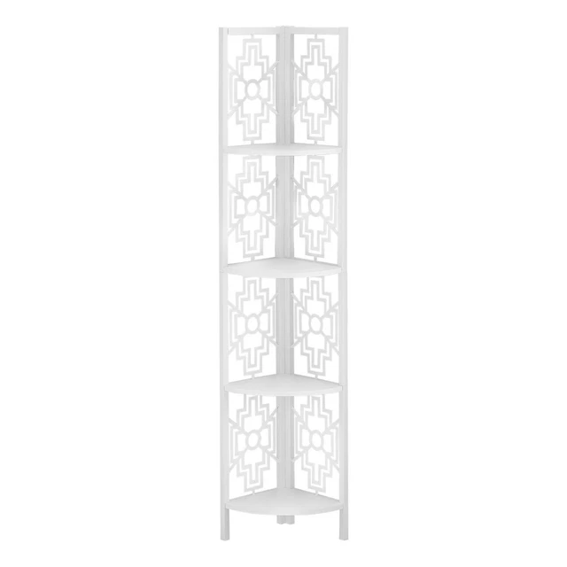 Bookshelf, Bookcase, Etagere, Corner, 4 Tier, 62"H, Office, Bedroom, Metal, Lami