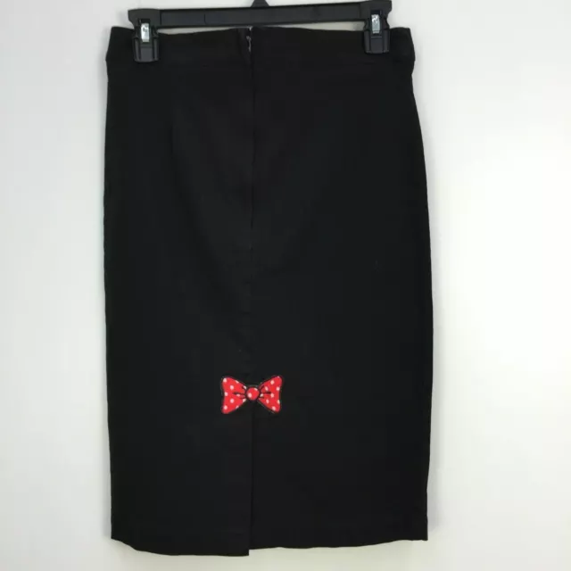 Vintage Collectif Black Womens Pencil Skirt With Polka Dot Bow High Waist Size 8