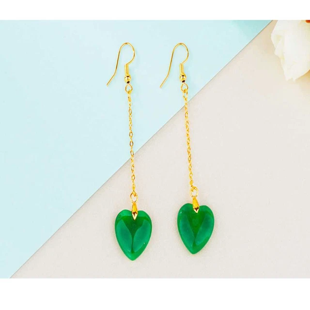 Bohemian style Natural chrysoprase chalcedony Earrings 18K Aquaculture Diy