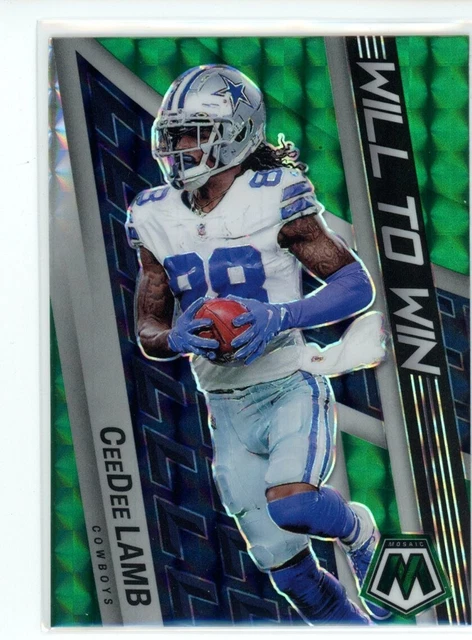 2022 Panini Mosaic CeeDee Lamb Will To Win Green Mosaic Prizm #WW-18 Cowboys