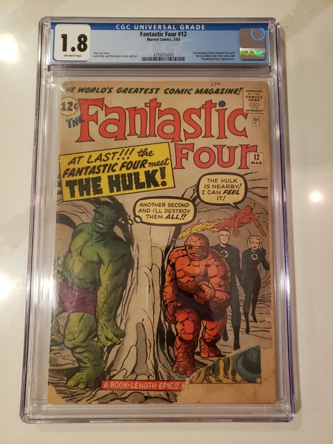 Fantastic Four 12 CGC 1.8 ow pages newly graded Marvel Comics 1963 Hulk meeting