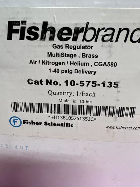 Fisher Brand Multistage Brass Gas regulator CGA-580, Series 10-575-135