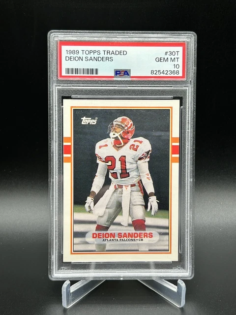 1989 Topps Traded #30T Deion Sanders Falcons RC Rookie HOF PSA 10 GEM MINT
