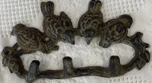 Birds Triple Wall Hook Cast Iron  Key/Coat Rack 9 x 5"