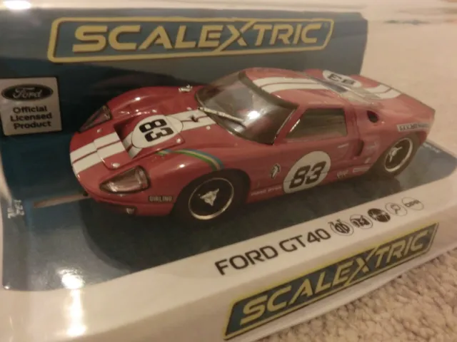 Scalextric Ford Gt 40 Red No.83 1/32 Slot Car Dpr Headlights, Carrera, Scx