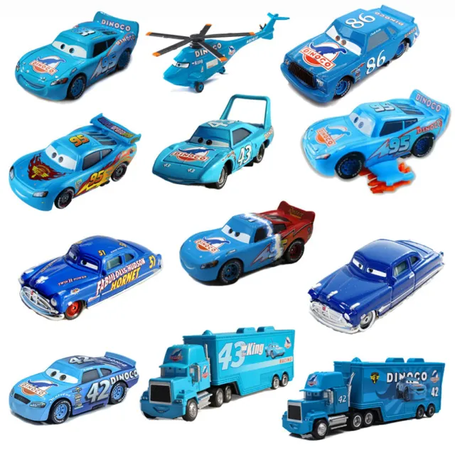 Model Car Blue Disney Pixar Cars Diecast Lightning McQueen Dinoco King Series