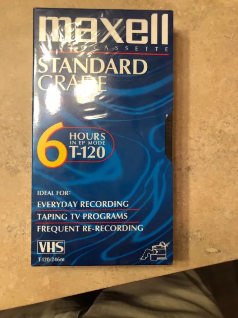 1 cassette vidéo Maxell qualité standard vierge VHS 6 heures neuve scellée