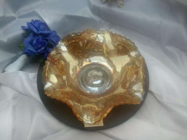 Fenton Iridescent Carnival Glass Round Bowl - Ruffled Rim - Lovely Colour 31cm