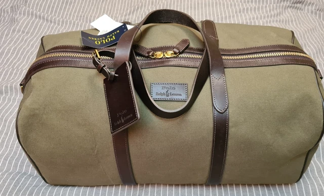 Polo Ralph Lauren Olive Green Canvas/leather Trim Duffle Bag