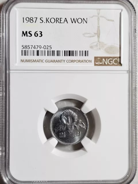 South Korea 1 Won 1987 NGC MS 63