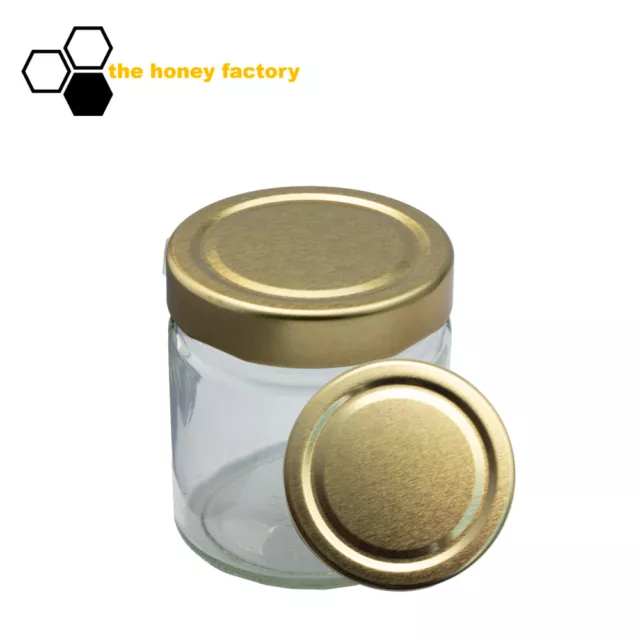 96 x HONIGGLAS DEEP Twist Off 250G im KARTON mit Metalldeckel GOLD Einweckglas