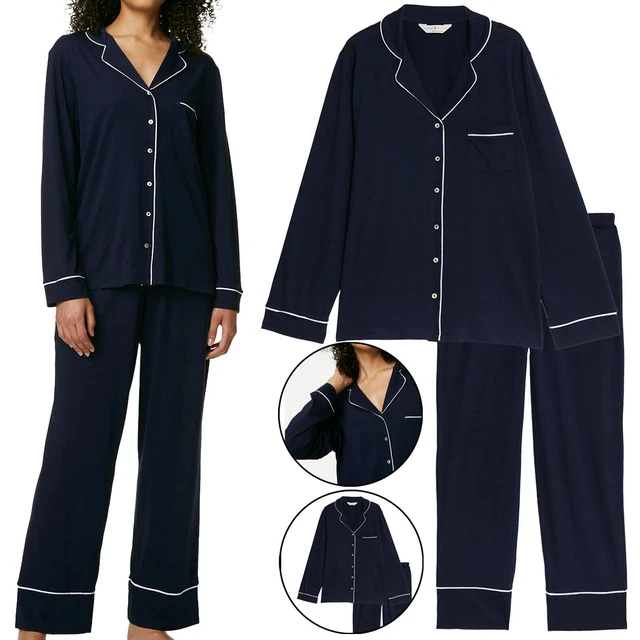 LADIES WOMEN M S Marks Spencer Cool Comfort Pyjama Set Button Up