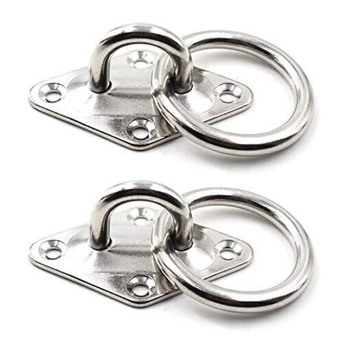 304 Stainless Steel Diamond Eye Pad Plate with Ring 5/16" 8mm Anchor Mount Gr...