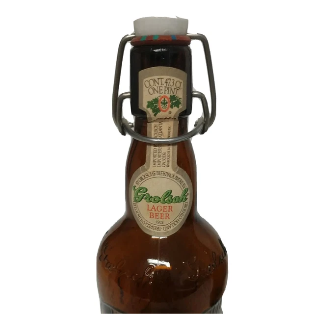 Vintage Grolsch Amber Brown Lager Beer Bottle Porcelain Swing Top Beer Bottle