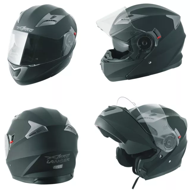 Casco Modular Homologado Moto Touring Sport Pantalla Parasol Mate Negro