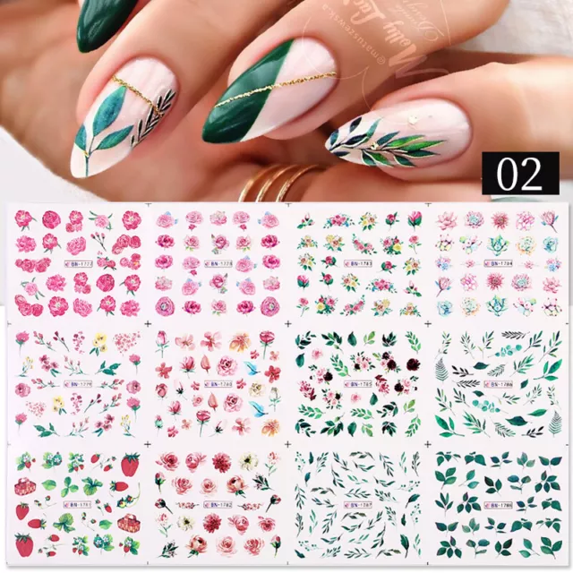 Nagel Wasser Decals Sommer Frühling Blumen Blatt Nagel Aufkleber DIY Nail Art