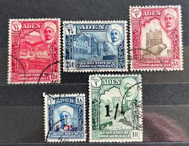 Aden Shihr and Mukalla, 1942-46, 1.5As, 2.5As, 3As, 1951 5CTs 1Sh