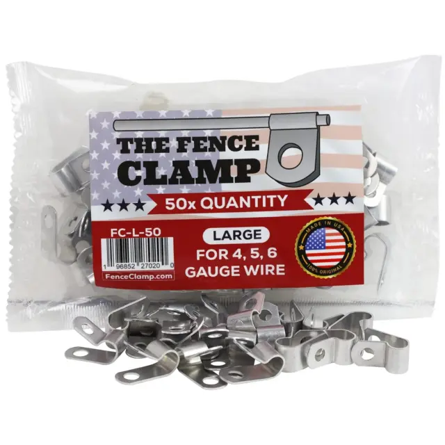 The Fence Clamp (50x Large) - Thick US-Made Wire Clips - 5052 H32 Aluminum -...