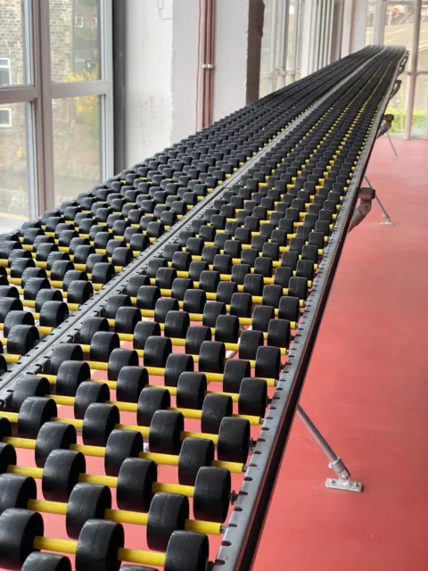 Roller Conveyor 30/15 metre long wide Rolling Gravity Track Flow Rail Wheels