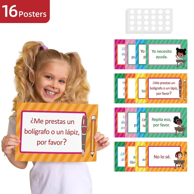 16 PIECES SPANISH Poster Classroom Decorations for Elementary Preschool ...