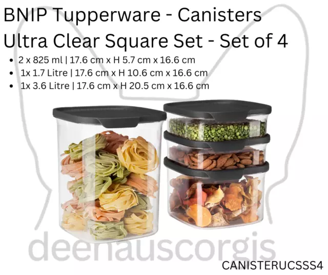 Brand New in Packaging Tupperware Ultra Clear Storage Square Set - Set of 4