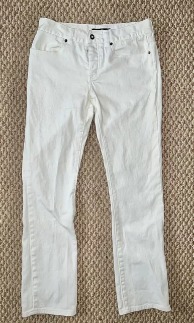 KREW K Slims Jeans Mens 30x32 Button Skinny Skater Pants White
