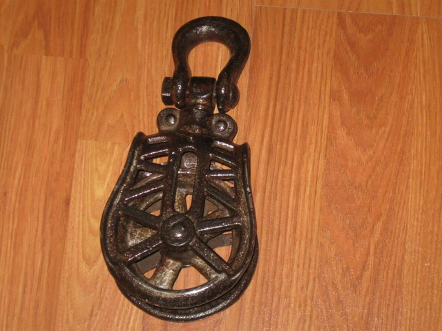 Antique Vintage Cast Iron Hay Trolley Drop Rope Pulley Barn Farm